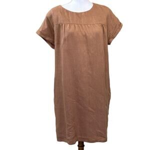Stacia Audrey Shift Dress, brown, size 2 (medium), linen, rustic, lagenlook